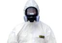 放射線防護服と全面マスク